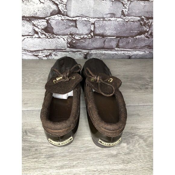 Tory Burch Brown Rubber Lace Boot Duck Shoes Women Sz 8.5M US/38.5EU - Picture 7 of 16